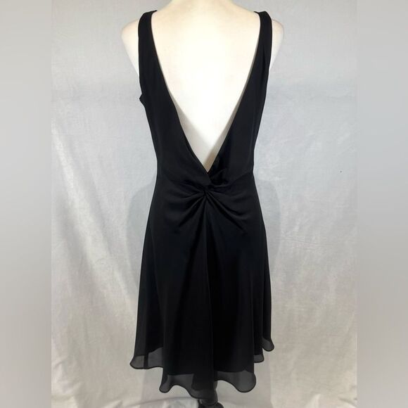 Vintage Niki by Niki Livas black chiffon twisted vback midi dress size 12 - Picture 4 of 7